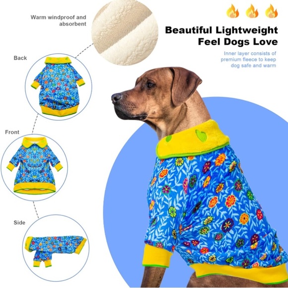 LOVINPETS Soft Flannel Floral Dog Apparel In Lizzy Pink Sz L - Picture 2 of 11